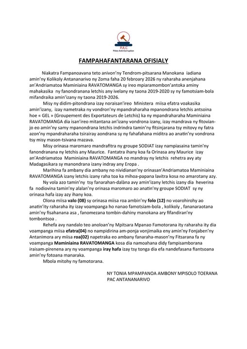 Fampahafantarana ofisialy PAC